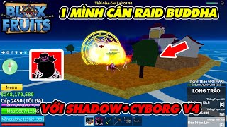 Thử 1 Mình Cân Raid Buddha Với Trái Shadow + Cyborg V4 || Blox Fruits