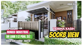 Rumah Cantik ala industrial dari luar terlihat 1 lantai pdhl 2 lantai - ada rooftopnya lho