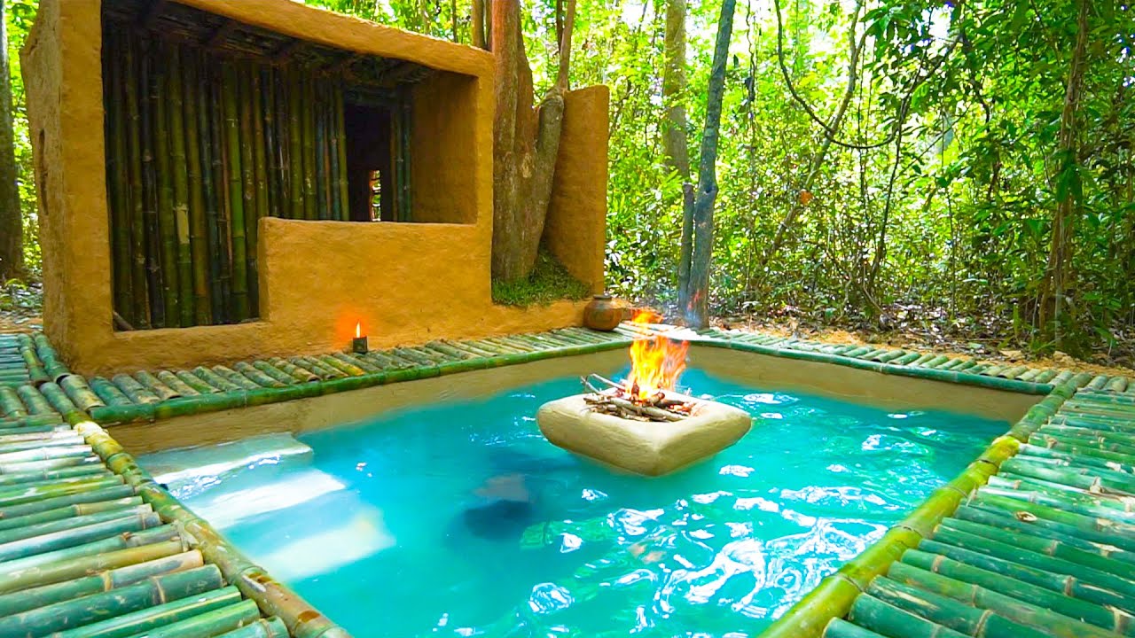Build The Most Amazing Mini Bamboo Villa Swimming Pool by Ancient ...