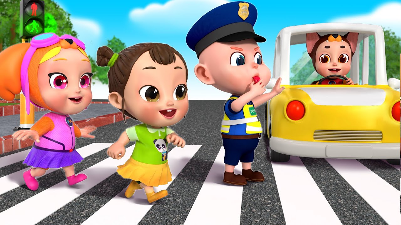 Police Rob Helps the Baby Cross the Road | Police Baby Song | Rosoo Kids Songs & Nursery Rhymes