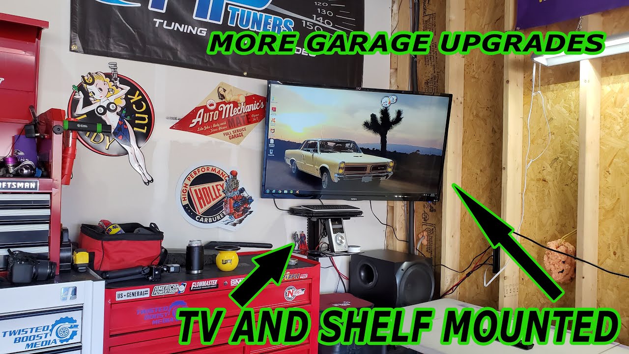 GARAGE UPGRADES!! WALL MOUNTING THE NEW TV FT. MOUNTAIN DRIVING IN THE