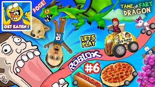 ROBLOX #6: GET EATEN ... by DOGE? + Fart Dragon Taming!  (Fast Food on Wheels is Yummy Nummy!)