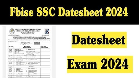 fbise date sheet 2024 | 9th class date sheet 2024 | federal board date sheet 2024 | fazal academy