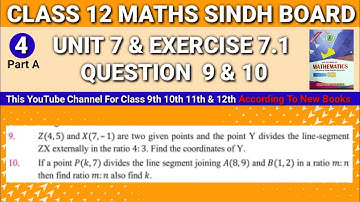 Second Year Maths New Book Sindh Board Unit 7 Exercise 7.1 Question 9&10 • Class 12 Maths New Book
