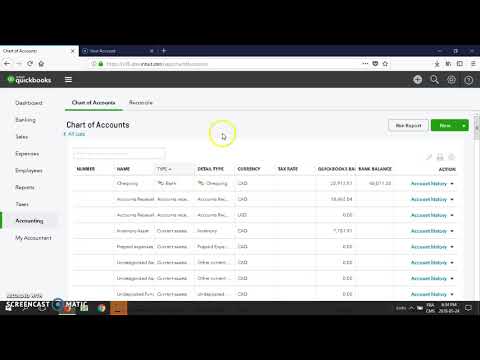 Quickbooks en ligne: Charte de compte