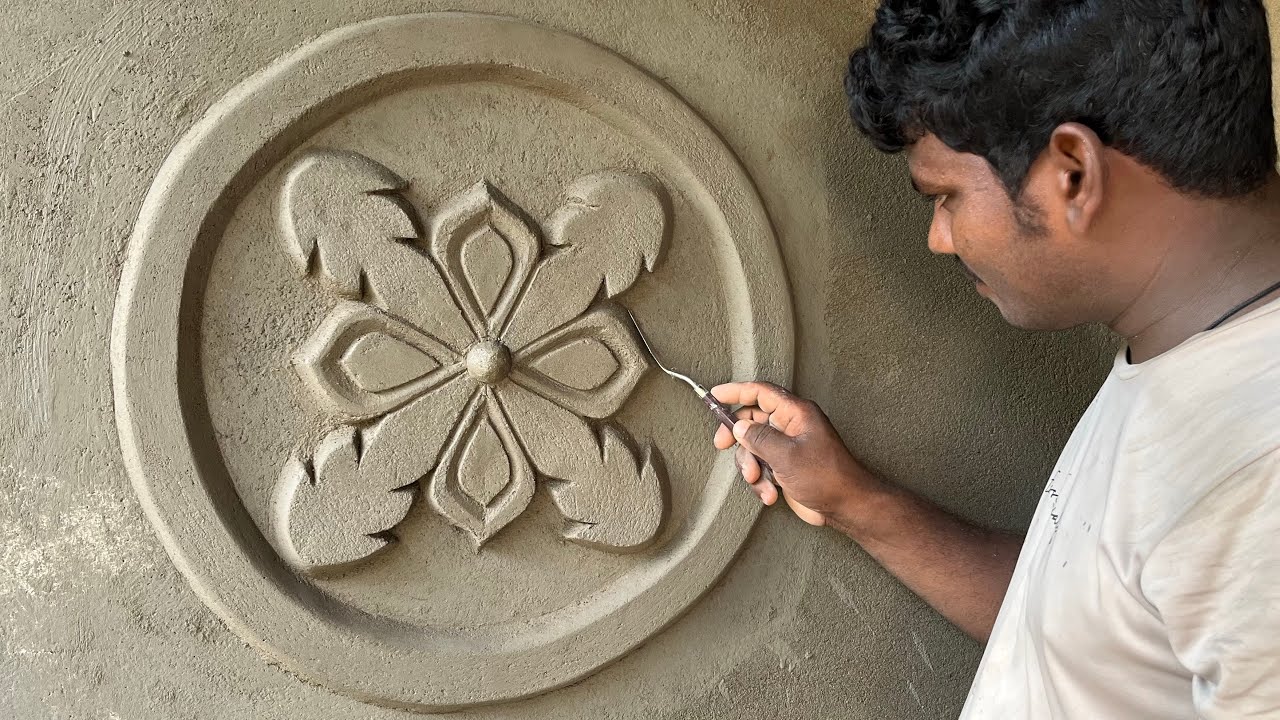 Amazing New Flower Design Wall flower Cement Sand And Design YouTube