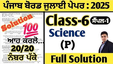 pseb 6th class science paper july 2025 full solution, class 6 science paper july 2025, 6th science