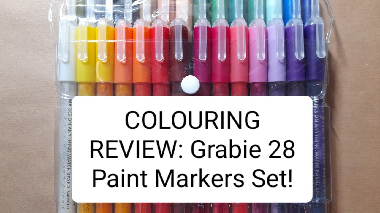 COLOURING PRODUCT REVIEW Grabie 28 Paint Markers Set Adult Colouring YouTube