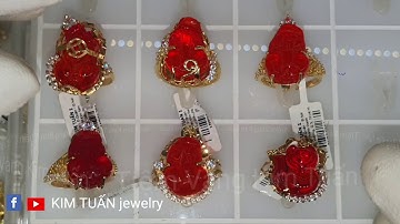 Latest Gold Ring Designs | Nhẫn Nữ TỲ HƯU Vàng 610 Hột Đá Đỏ 2 | Tiệm Vàng Kim Tuấn