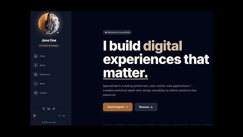 Resume Style Developer Portfolio Website – Resume Template, Responsive, Instant Digital Download