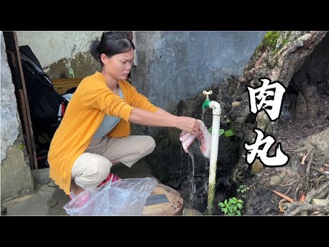 乡村媳妇晚餐做了猪肉丸子汤 好好吃 就是量太少了4个孩子不够吃【一帆妈妈】
