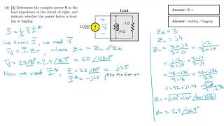 Final exam 2018 Q1d complex power