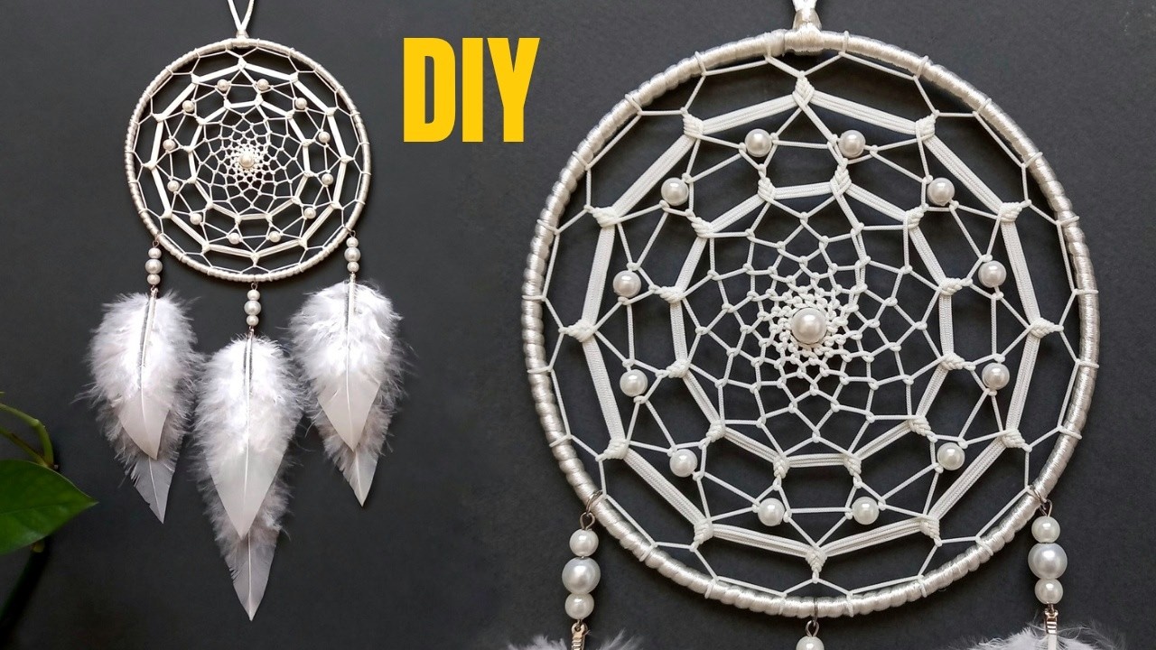 DIY Dreamcatcher Tutorial | Elegant and Simple Dreamcatcher with Pearls | آموزش دریمکچر ساده
