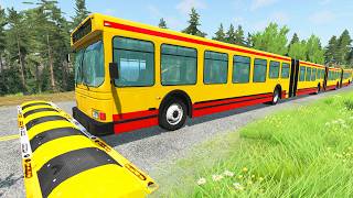 LONG BUS And TRUCKS Vs MASSIVE SPEED BUMPS - BeamNG.Drive screenshot 1