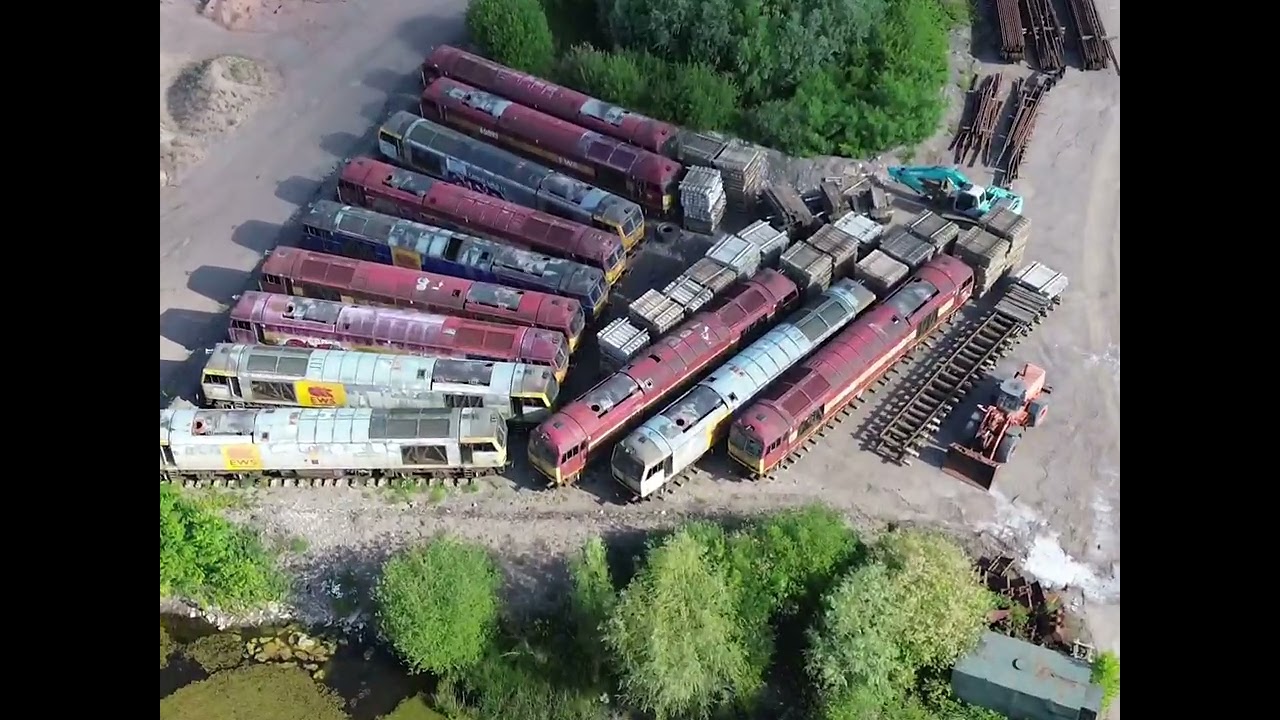 Drone footage abandoned trains stoke-on-trent