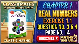 Exercise 1.1 Question no 3 and 4 page no 14 || 9th Class Math || Maths Time PAK