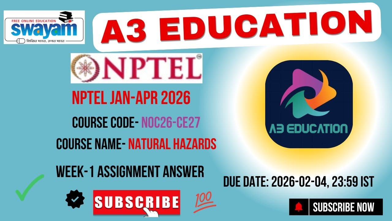 NPTEL Natural Hazards Week 1 Assignment Answers | noc26-ce27