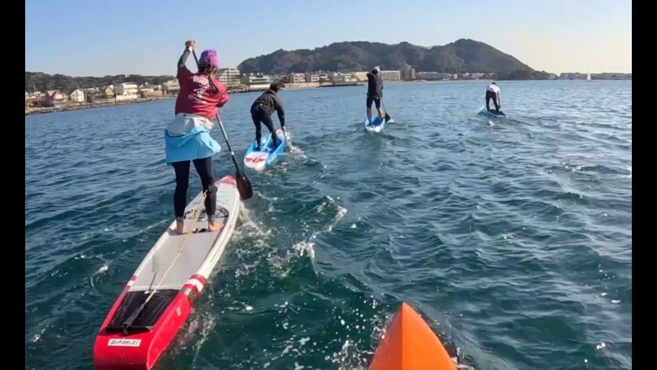 森戸神社まで集団漕ぎ3km SUPトレーニング EVERREADY