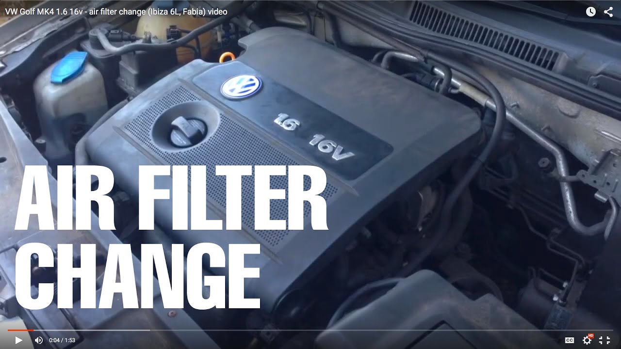 VW Golf MK4 1.6 16v air filter change 6L, Fabia