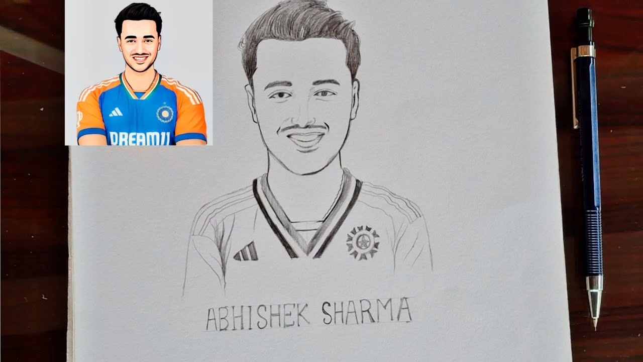 How to draw Abhishek sharma/Abhishek sharma face drawing/Abhishek ...