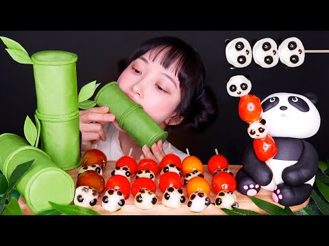 ASMR 팬더가 탕후루로? 🐼 푸바오 탕후루 먹방 😋 먹는 대나무, 먹는 팬더 🐼 Edible Mukbang