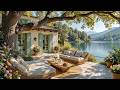 Serene Lakeside Morning Jazz 🌸 Soft Jazz with Wicker Sofa and Peaceful Nature
