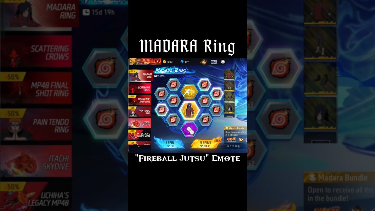 MADARA Ring Event ! 5 spin to Bundle or Emote .