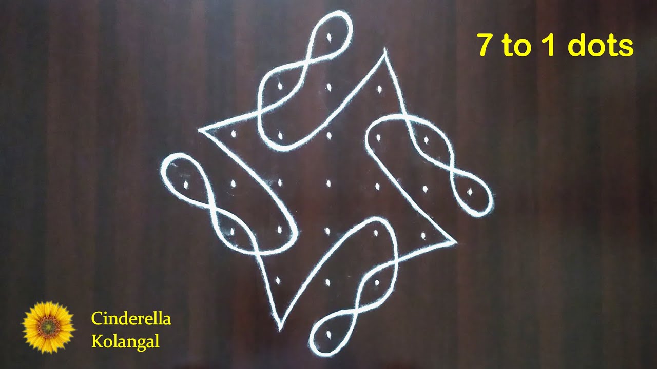 Sikku Kolam 7 to 1 dots #97