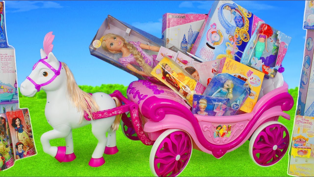 bonecas metoo Disney Princess Carriage Toy Dolls: Rapunzel, Frozen Elsa, Cinderella, Ariel & Belle Doll for Kids