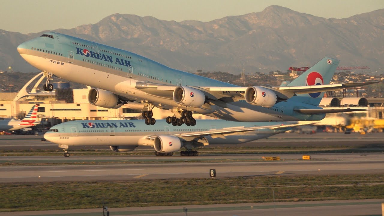 Korean Air Boeing 747-8i [HL7632] takeoff from Los Angeles (LAX