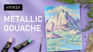 Metallic Gouache Tutorial - How to Paint Mountains | ARTEZA