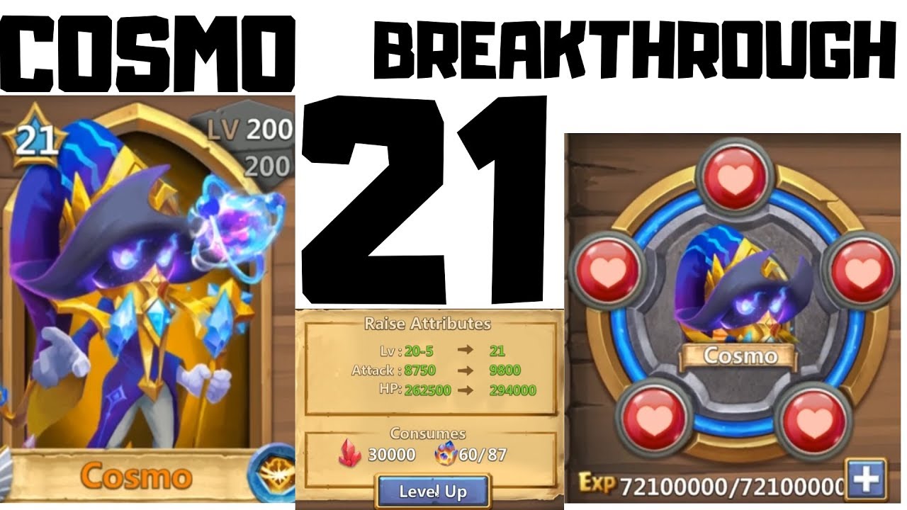 Cosmo | level 21 breakthrough | maxing | Opening Chests | Doing Events | Castle Clash
