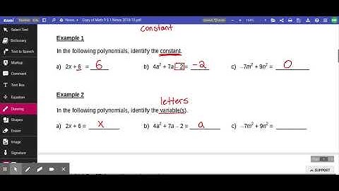 Math 9 Unit 5 Lesson 1 Introduction to Polynomials