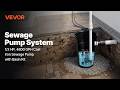VEVOR 4800 GPH Cast Iron Sewage Pump System with Basin, 120V Automatic Float Switch.