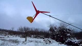 Lowering a wind turbine in the snow