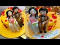 How to make fondant couple cake    couple cake ideas  theme cake chocolate cake  