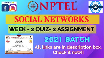 Social Networks | Week 2 Answers 2021| NPTEL ||