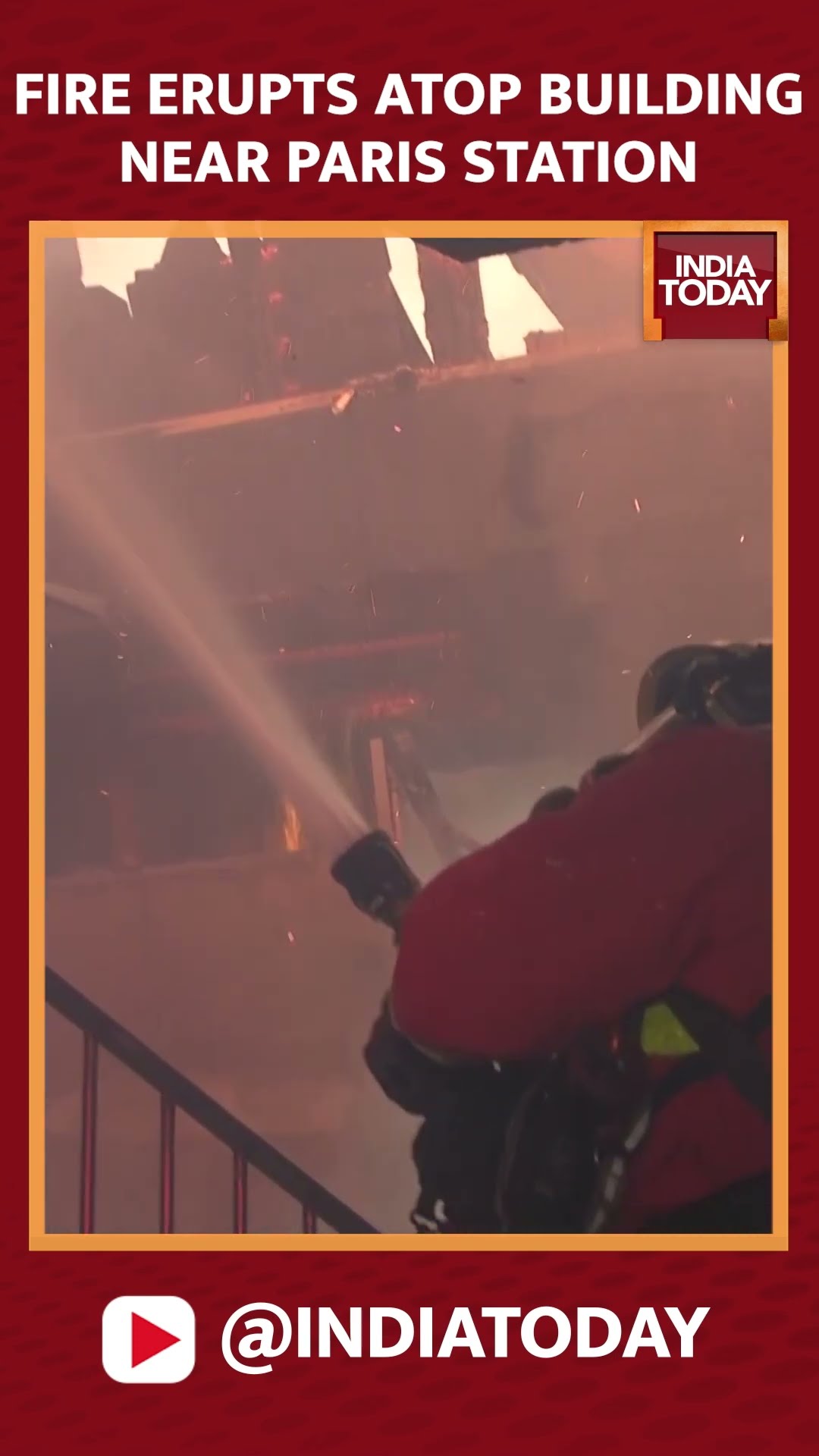 Fire On Top Floor Of Residential And Office Building Near Paris Train Station #shorts #paris