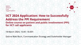 Online course on patient and public involvement (PPI) for applicants of the IICT call 2024