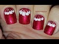 STRIPING BRUSH & NEEDLE NAIL ART: Red & White Dry Marble Nails