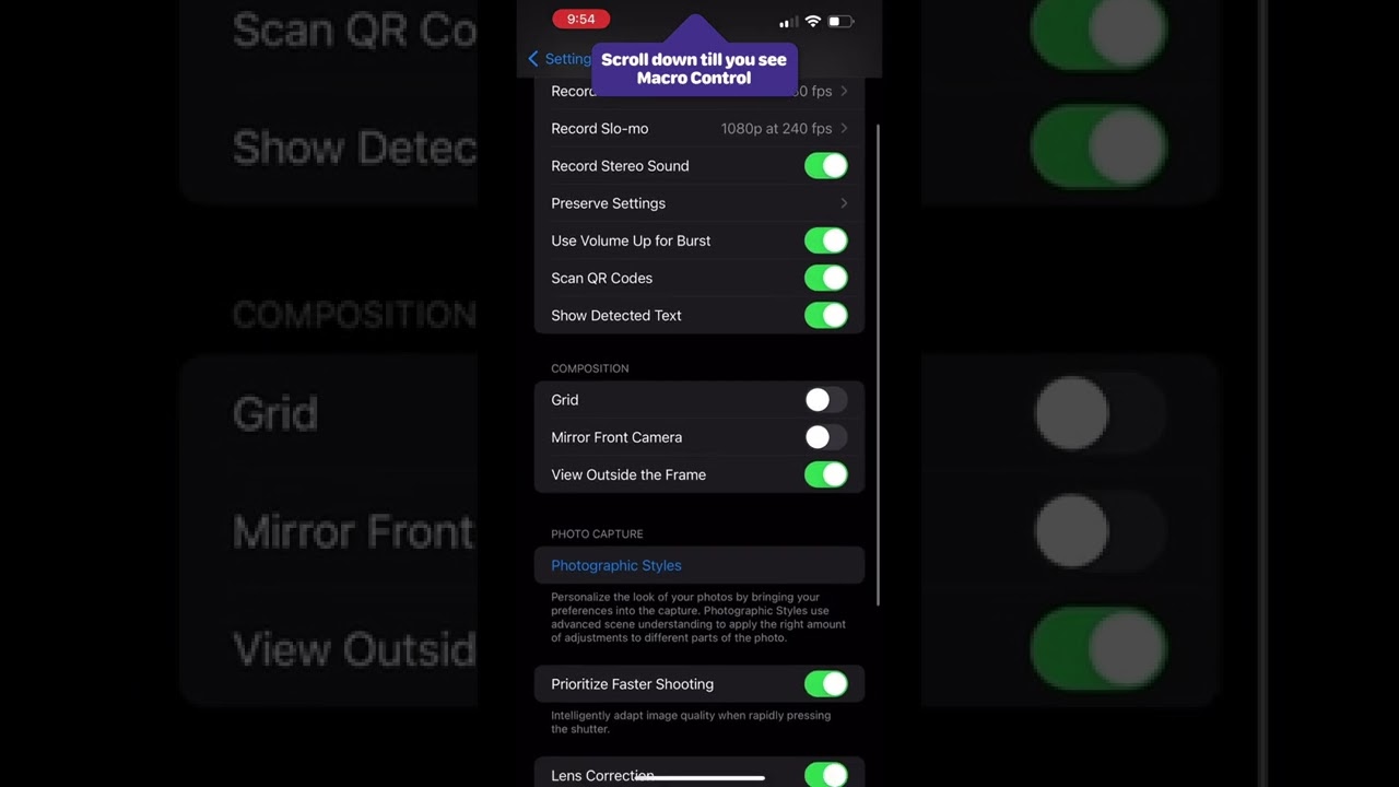 How to enable Macro Control for the Camera app