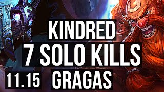 KINDRED vs GRAGAS (JUNGLE) | 14/0/1, 69% winrate, 7 solo kills, Legendary | EUW Grandmaster | v11.15