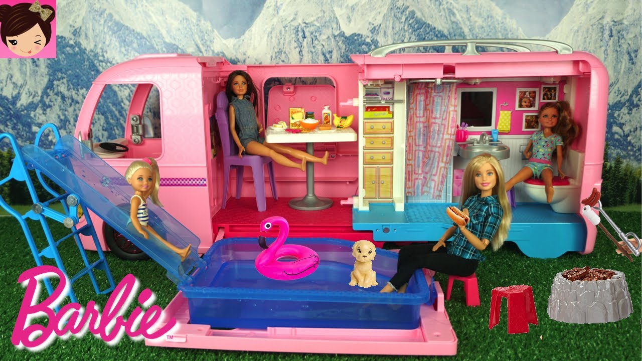 barbie camper van with pool