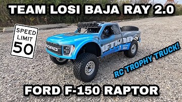 Team Losi Baja Ray 2.0 Ford Raptor Trophy Truck. Top Speed Test & Race!