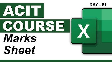 Advanced CIT Course - How to make Marks Sheet in Excel - CIT Course Class-61