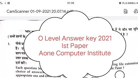 ANSWER KEY O Level 1st Paper January 2021