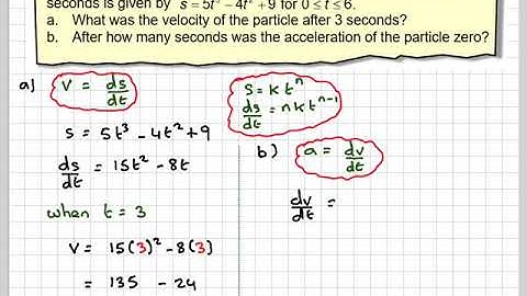 Finding velocity and acceleration from displacement using differentiation