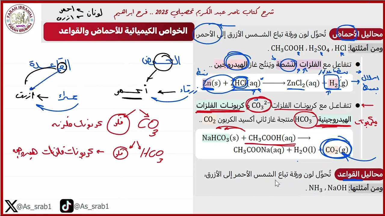21-شرح كتاب عبدالكريم  2025 كيمياء الدرس7 الأحماض والقواعد ج1