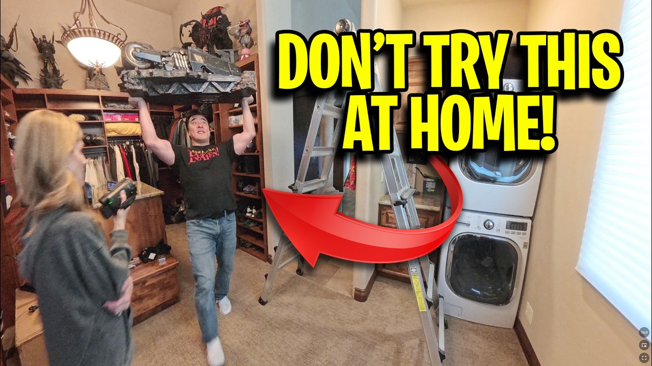 НЕ ПЫТАЙТЕСЬ ПОВТОРИТЬ ЭТО ДОМА!!! Катастрофа с переездом статуи Бэтмена, Белого Рыцаря и Бэтцикл...