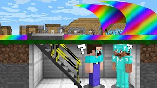 HOW to SURVIVE a NOOB and PRO FROM a RAINBOW TSUNAMI? in Minecraft Noob vs Pro